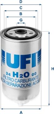 UFI 24.H2O.00 - Degvielas filtrs www.autospares.lv