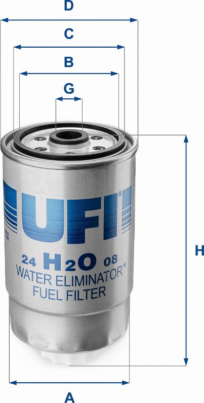 UFI 24.H2O.08 - Degvielas filtrs www.autospares.lv