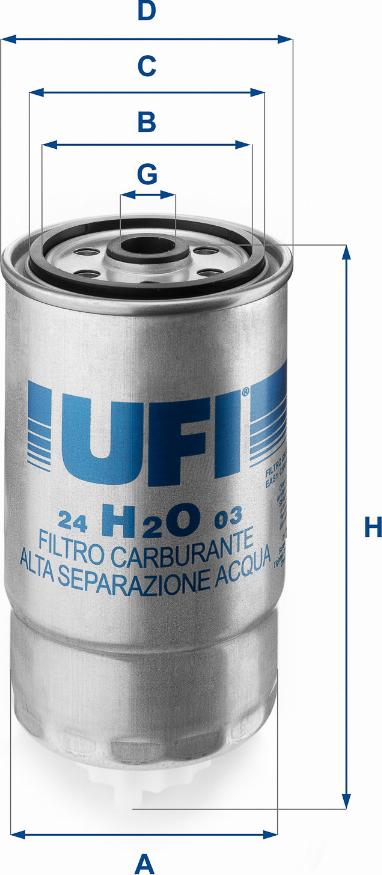 UFI 24.H2O.03 - Degvielas filtrs www.autospares.lv