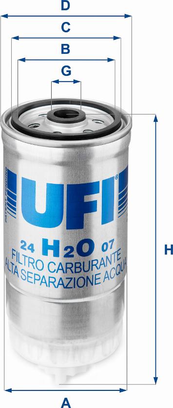 UFI 24.H2O.07 - Degvielas filtrs www.autospares.lv