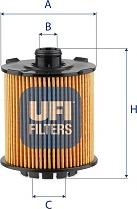 UFI 25.VCC.01 - Eļļas filtrs www.autospares.lv