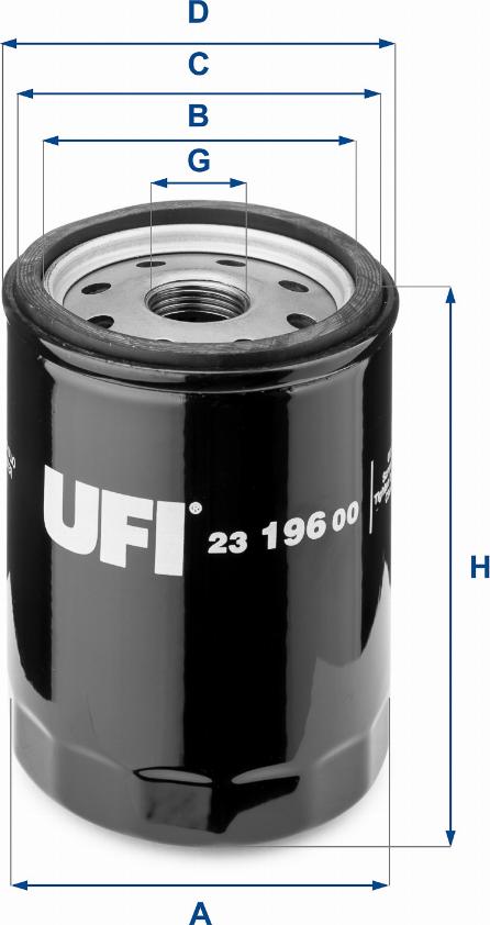 UFI 23.196.00 - Eļļas filtrs autospares.lv