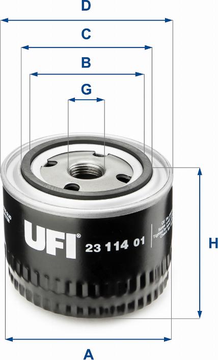 UFI 23.114.01 - Oil Filter www.autospares.lv