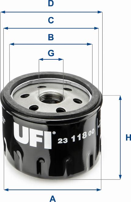 UFI 23.118.00 - Eļļas filtrs www.autospares.lv