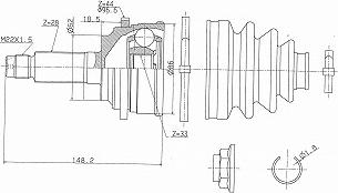 URW 21-04058 - Šarnīru komplekts, Piedziņas vārpsta www.autospares.lv