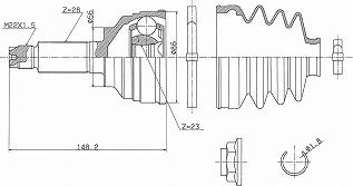 URW 21-04076 - Šarnīru komplekts, Piedziņas vārpsta www.autospares.lv