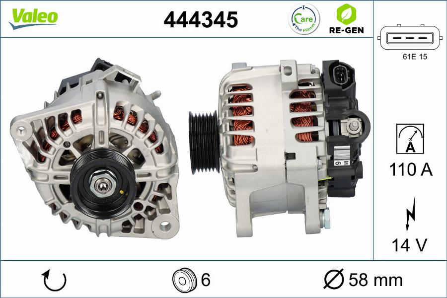 Valeo 444345 - Ģenerators autospares.lv