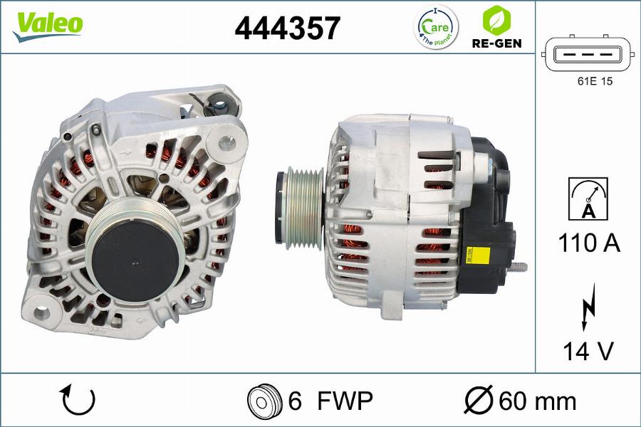 Valeo 444357 - Ģenerators www.autospares.lv