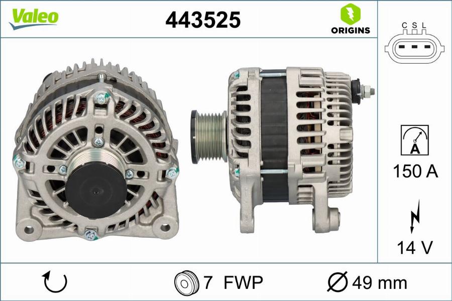 Valeo 443525 - Ģenerators www.autospares.lv