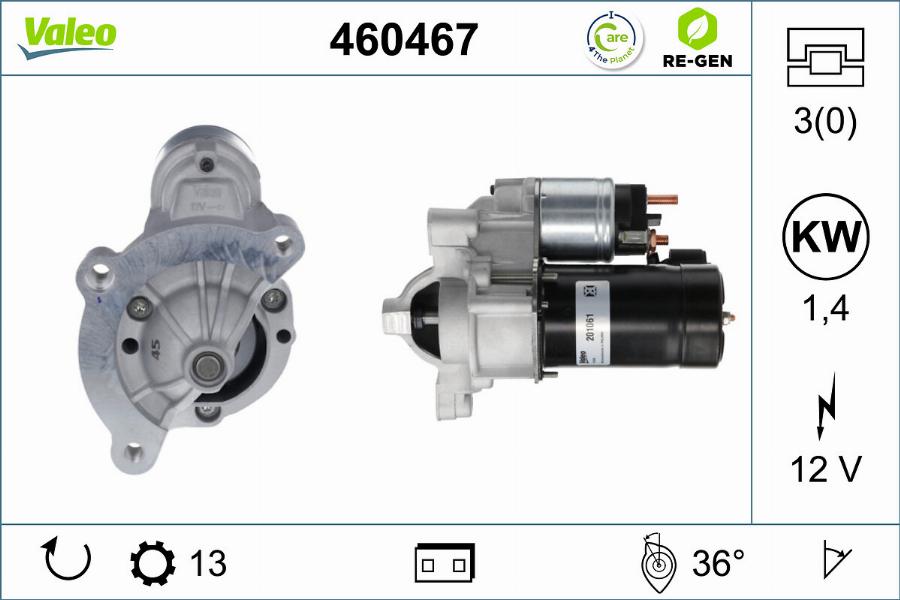 Valeo 460467 - Стартер www.autospares.lv