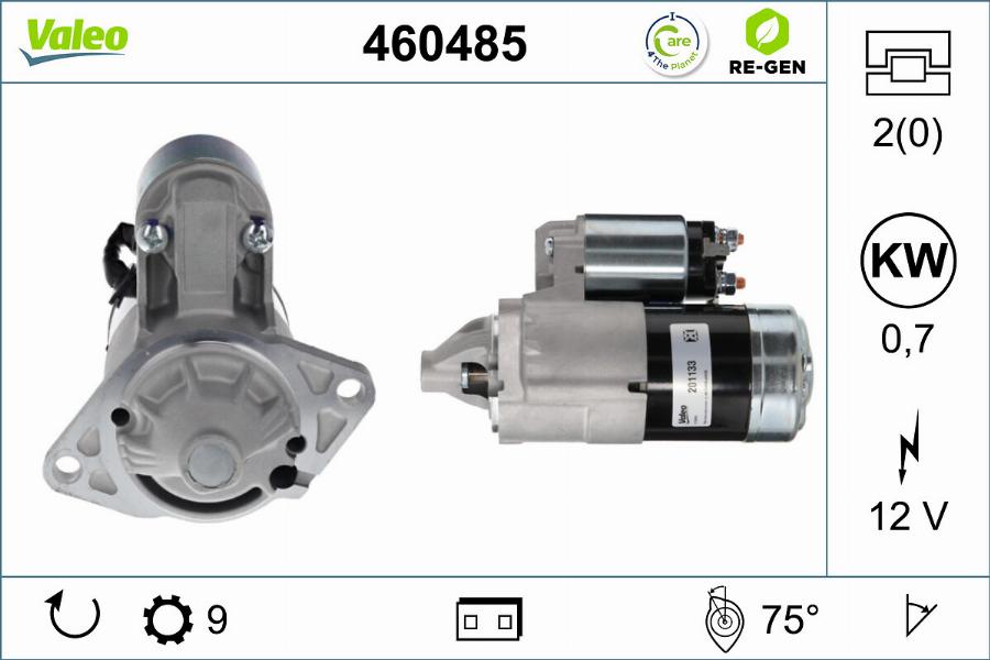 Valeo 460485 - Стартер www.autospares.lv