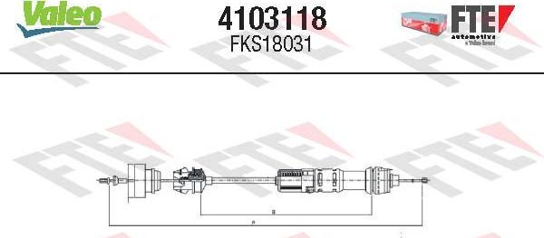 Valeo 4103118 - Трос, управление сцеплением www.autospares.lv