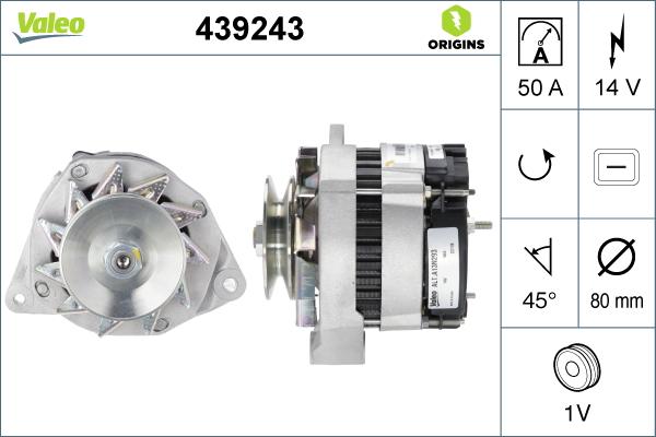 Valeo 439243 - Ģenerators autospares.lv