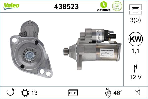 Valeo 438523 - Starteris autospares.lv