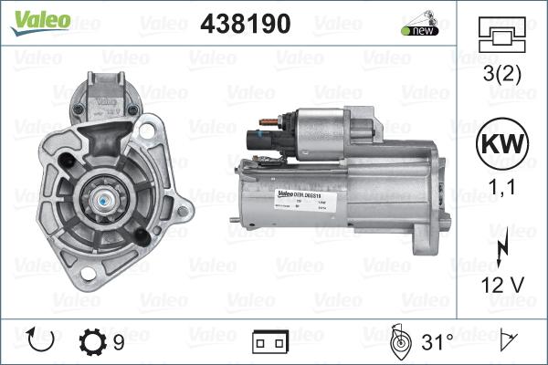 Valeo 438190 - Стартер www.autospares.lv