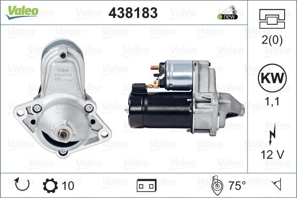 Valeo 438183 - Стартер www.autospares.lv