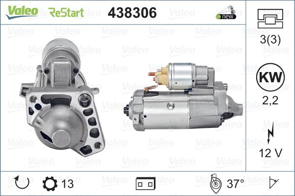 Valeo 438306 - Starteris www.autospares.lv