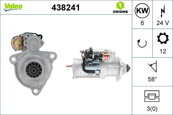 Valeo 438241 - Стартер www.autospares.lv