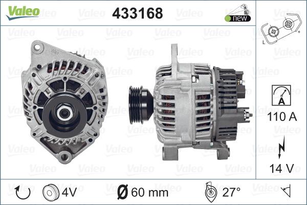 Valeo 433168 - Ģenerators autospares.lv