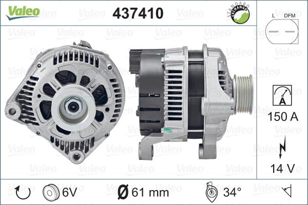 Valeo 437410 - Генератор www.autospares.lv