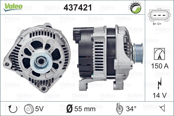 Valeo 437421 - Генератор www.autospares.lv