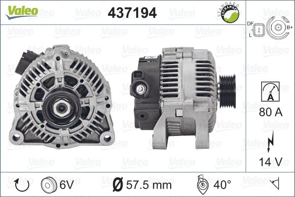 Valeo 437194 - Генератор www.autospares.lv