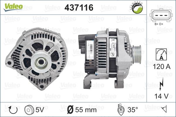 Valeo 437116 - Генератор www.autospares.lv