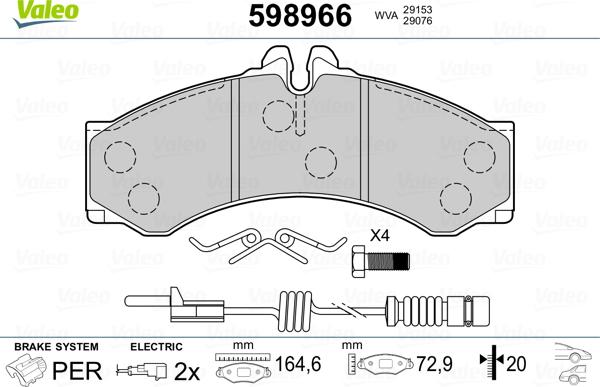 Valeo 598966 - Bremžu uzliku kompl., Disku bremzes www.autospares.lv