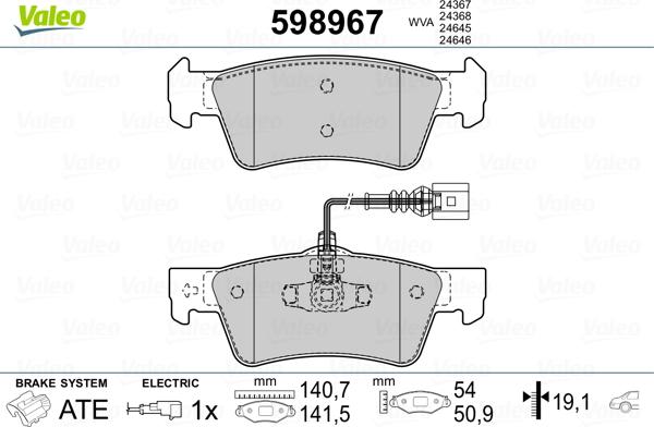 Valeo 598967 - Bremžu uzliku kompl., Disku bremzes autospares.lv