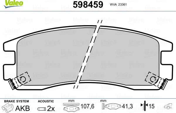 Valeo 598459 - Bremžu uzliku kompl., Disku bremzes www.autospares.lv