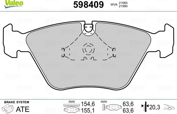 Valeo 598409 - Тормозные колодки, дисковые, комплект www.autospares.lv