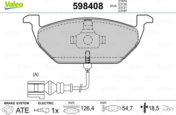 Valeo 598408 - Тормозные колодки, дисковые, комплект www.autospares.lv