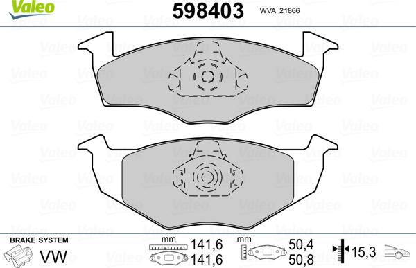 Valeo 598403 - Bremžu uzliku kompl., Disku bremzes www.autospares.lv