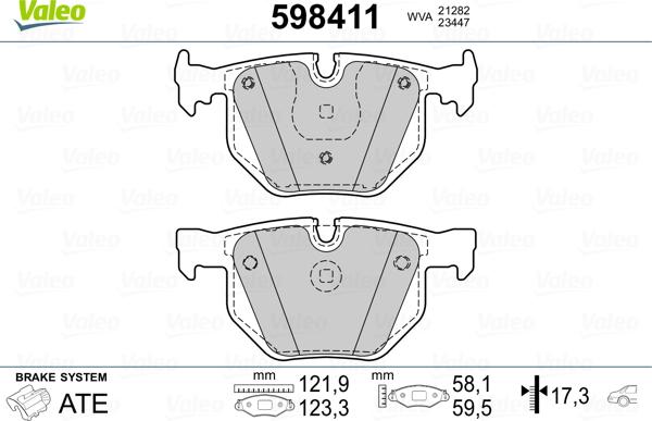 Valeo 598411 - Bremžu uzliku kompl., Disku bremzes www.autospares.lv