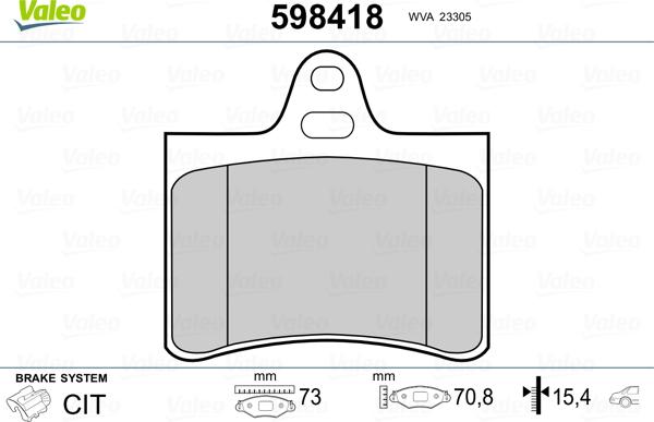 Valeo 598418 - Bremžu uzliku kompl., Disku bremzes autospares.lv