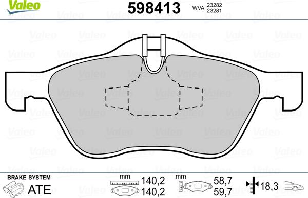 Valeo 598413 - Bremžu uzliku kompl., Disku bremzes www.autospares.lv