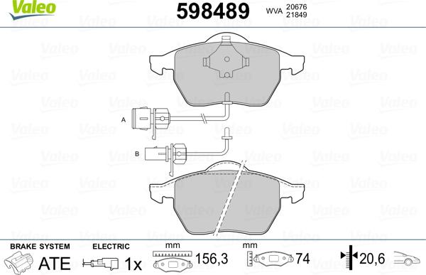 Valeo 598489 - Тормозные колодки, дисковые, комплект www.autospares.lv