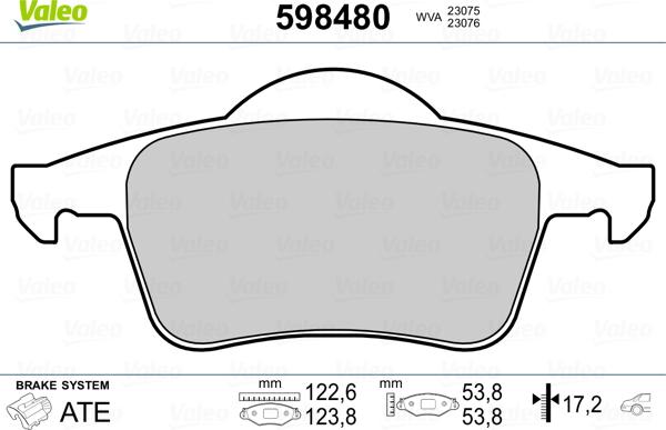 Valeo 598480 - Bremžu uzliku kompl., Disku bremzes autospares.lv