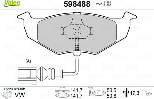 Valeo 598488 - Тормозные колодки, дисковые, комплект www.autospares.lv