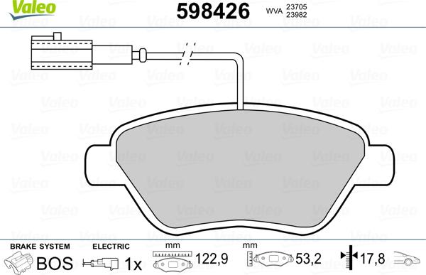 Valeo 598426 - Bremžu uzliku kompl., Disku bremzes www.autospares.lv