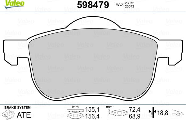 Valeo 598479 - Bremžu uzliku kompl., Disku bremzes www.autospares.lv