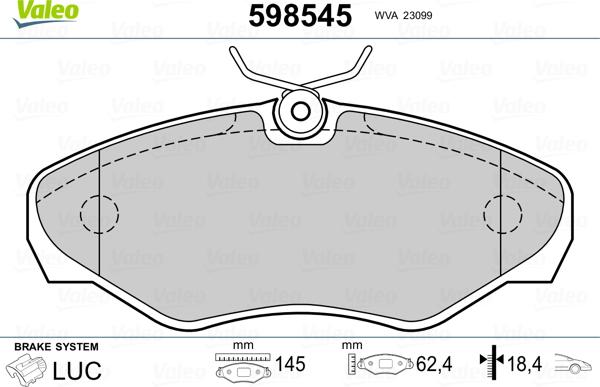 Valeo 598545 - Bremžu uzliku kompl., Disku bremzes autospares.lv