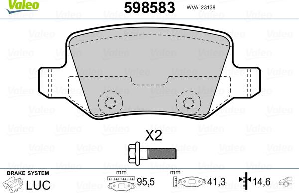 Valeo 598583 - Bremžu uzliku kompl., Disku bremzes autospares.lv