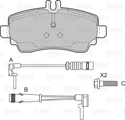 Valeo 598582 - Bremžu uzliku kompl., Disku bremzes www.autospares.lv