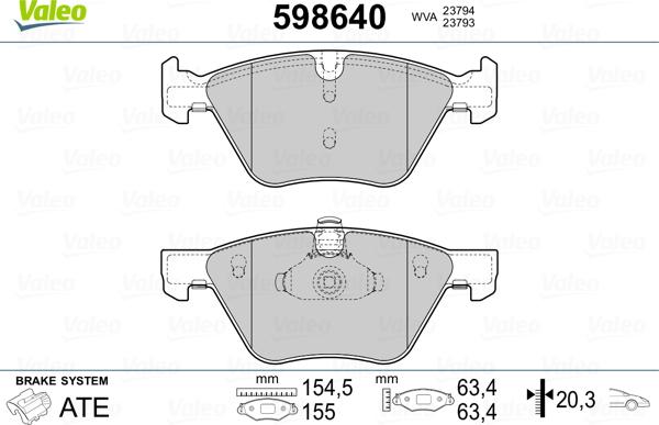 Valeo 598640 - Bremžu uzliku kompl., Disku bremzes autospares.lv