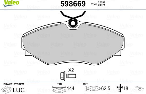 Valeo 598669 - Bremžu uzliku kompl., Disku bremzes autospares.lv