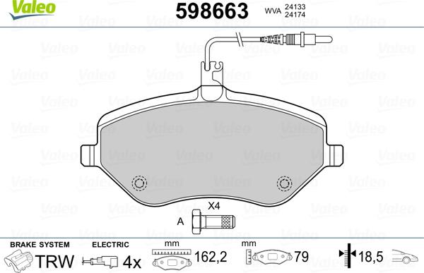 Valeo 598663 - Bremžu uzliku kompl., Disku bremzes autospares.lv