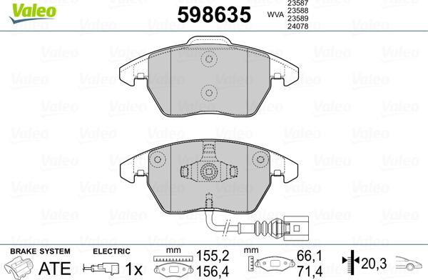 Valeo 598635 - Bremžu uzliku kompl., Disku bremzes autospares.lv