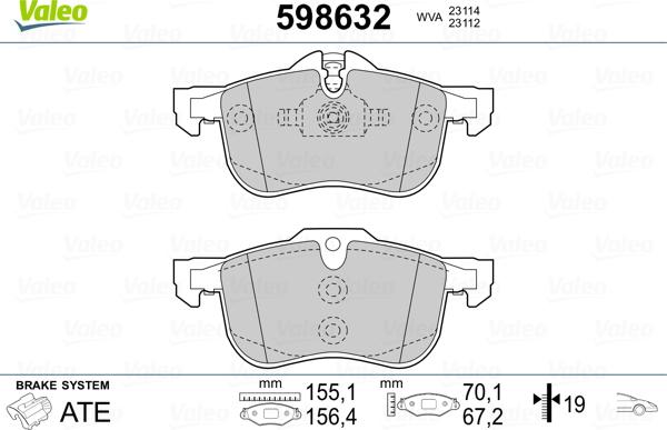 Valeo 598632 - Bremžu uzliku kompl., Disku bremzes www.autospares.lv