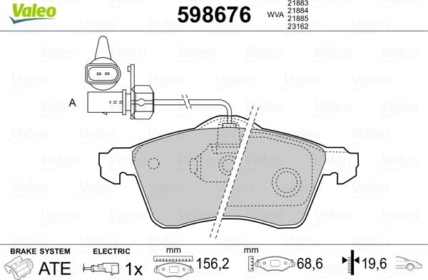 Valeo 598676 - Bremžu uzliku kompl., Disku bremzes autospares.lv